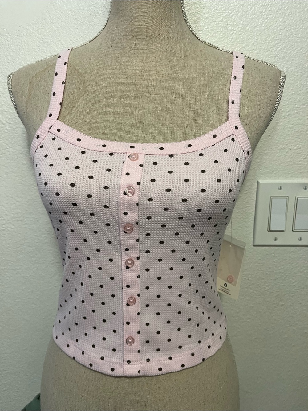 Kohl's Pink Polka Dot Button-Front Bandeau Cami